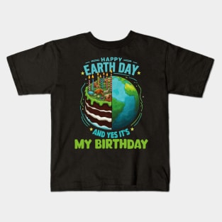 Happy Earth Day It's My Birthday Born On Earth Day 2024 Kids T-Shirt